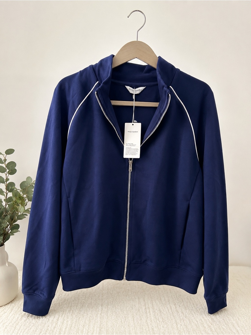 Pretty Garden Navy Zip-Up Jacket and Pant set with White Piping